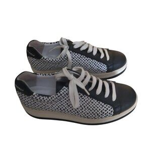 MANUEL BARCELO Women's Size 37/US 7 Leather Lace Up Platform Sneakers Shoes